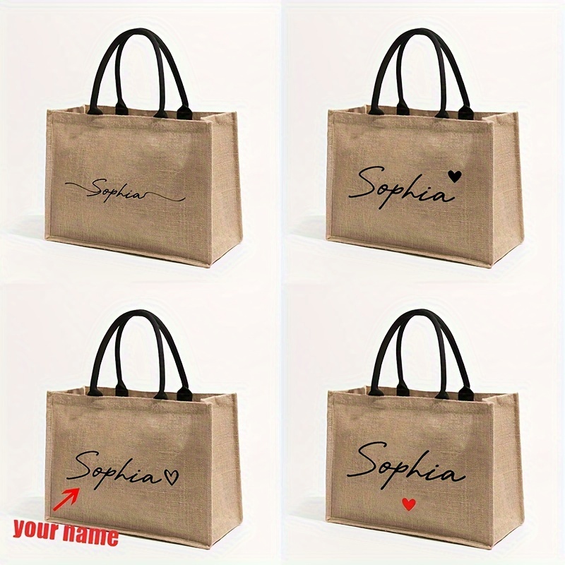 Linen Bag Bulk - Custom Name Pattern Shopping Personalized Beach