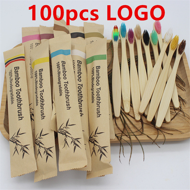Bamboo Toothbrush Set - 50/100Pcs Customisable Logo Soft Bristle Bamboo
