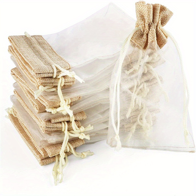 Linen Bag Bulk - Organza Linen Pocket Bag Holiday Gift
