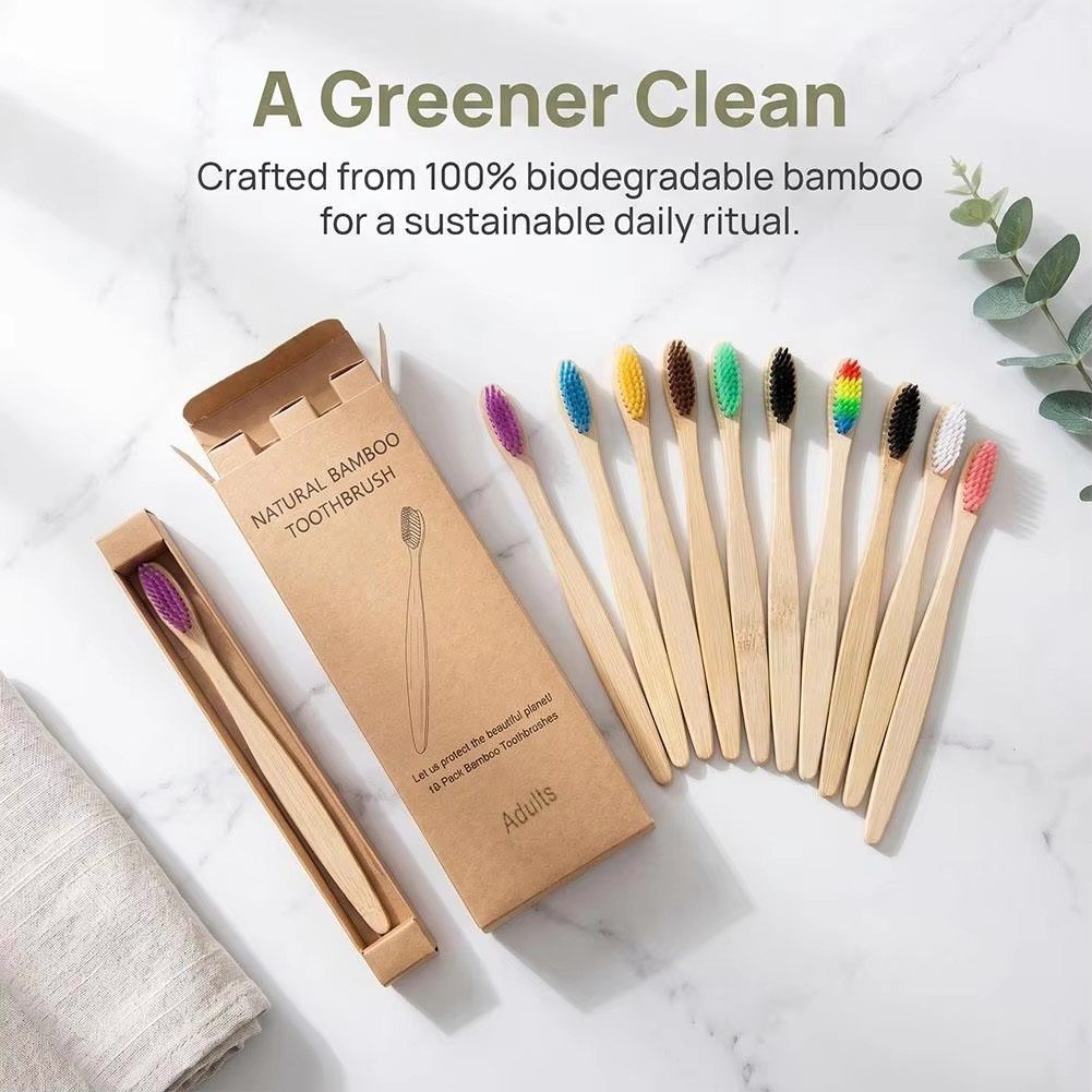 Bamboo Toothbrush Set - 10 PCS/Pack Eco-Friendly Bamboo Toothbrush Set