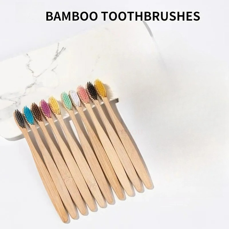 Bamboo Toothbrush Set - Bamboo Toothbrush Set Natural Eco Friendly