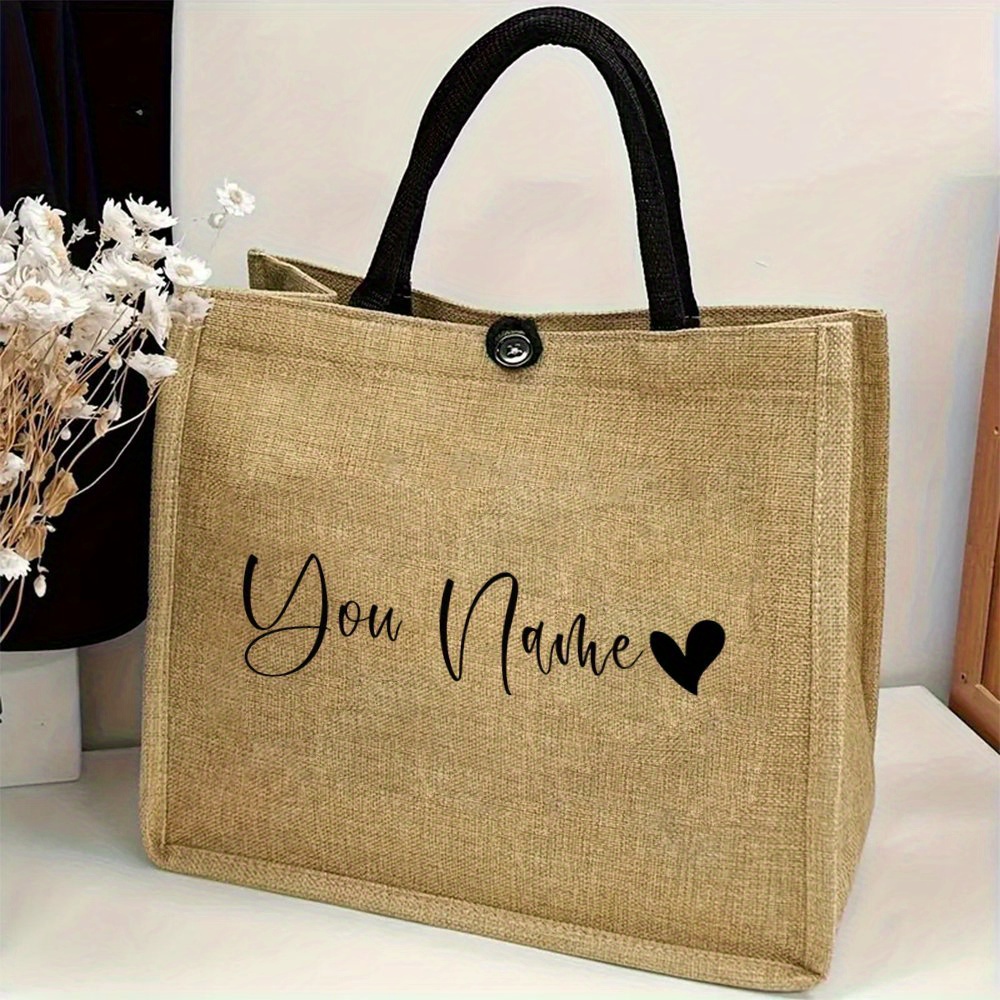 Personalized Name Linen Tote B - огляд і ціна Linen Bag Bulk