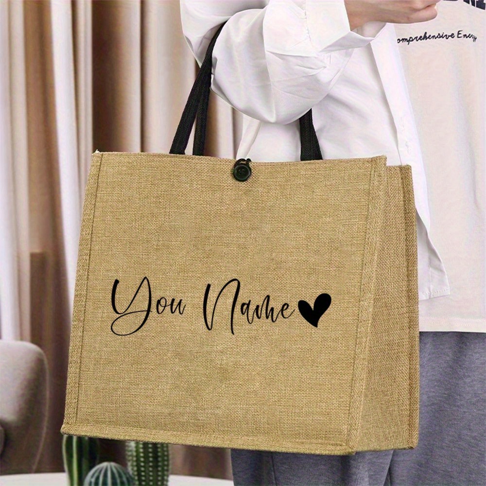 Personalized Name Linen Tote B - огляд і ціна Linen Bag Bulk