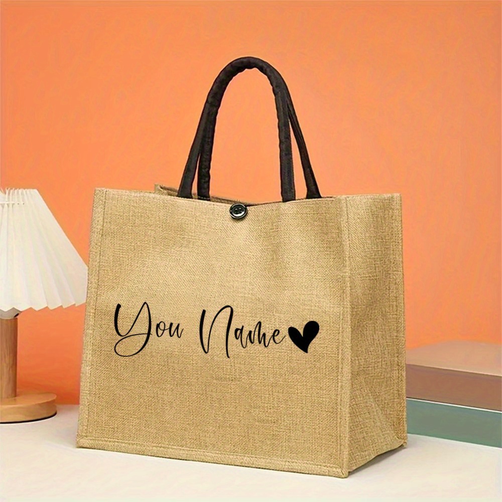Personalized Name Linen Tote B - огляд і ціна Linen Bag Bulk