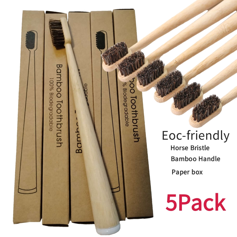 5Pcs Horsehair Bamboo Toothbru - огляд і ціна Bamboo Toothbrush Set