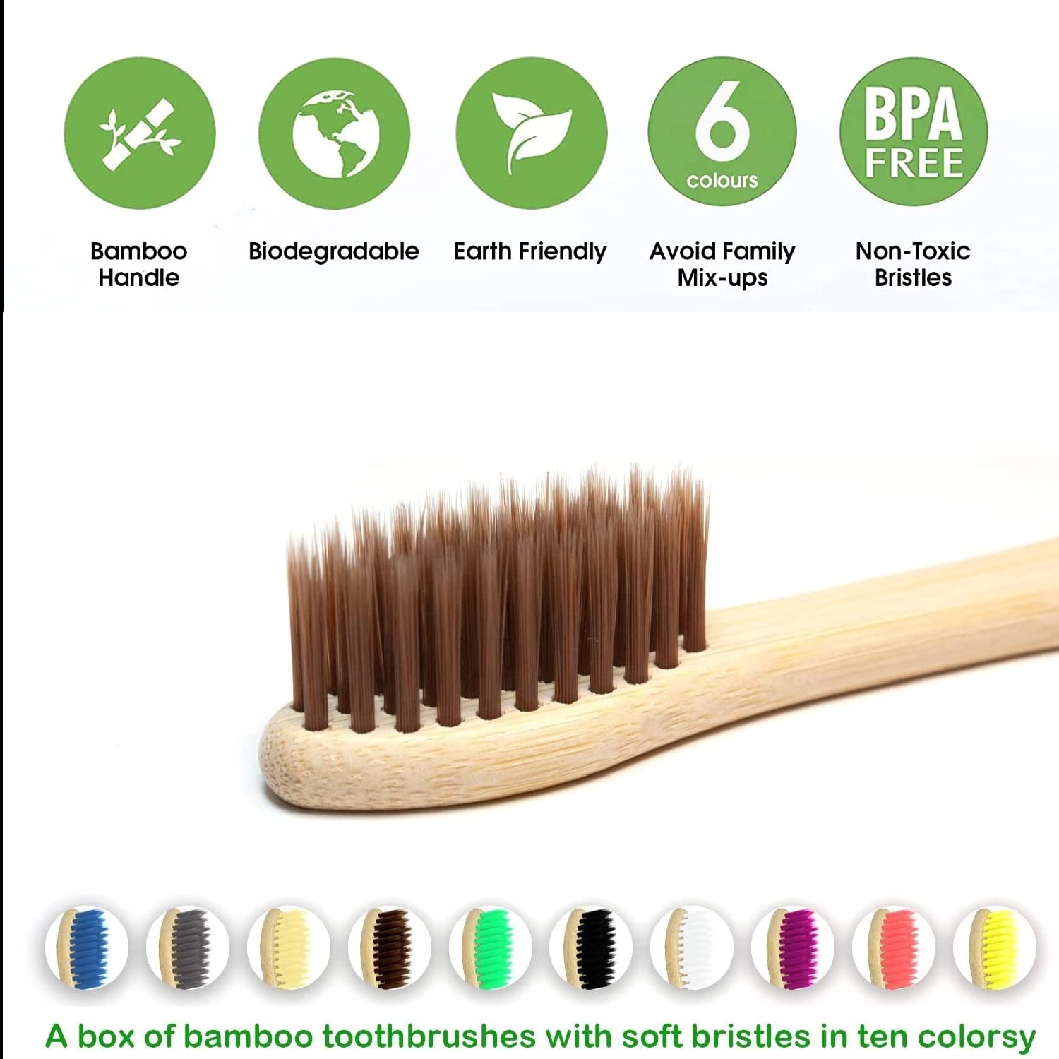 10 Pack Natural Bamboo Toothbr - огляд і ціна Bamboo Toothbrush Set