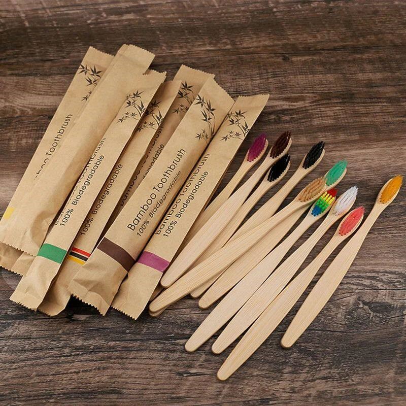 Random Color 5/10pcs Bamboo To - огляд і ціна Bamboo Toothbrush Set