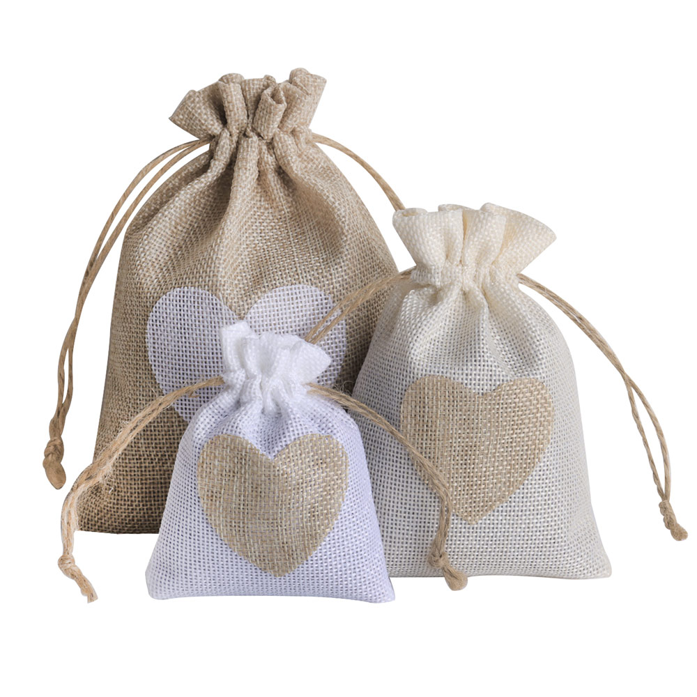 5pcs/lot Heart Linen Jewelry B - огляд і ціна Linen Bag Bulk