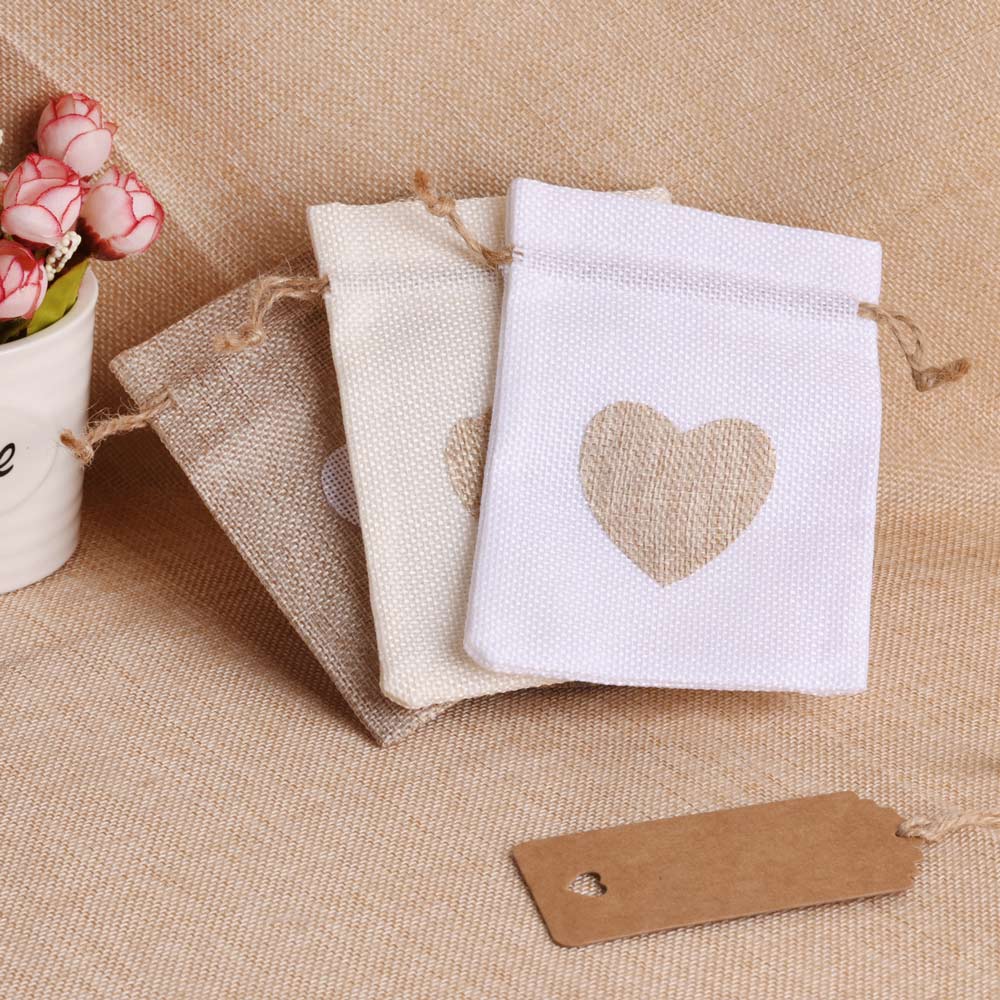 5pcs/lot Heart Linen Jewelry B - огляд і ціна Linen Bag Bulk