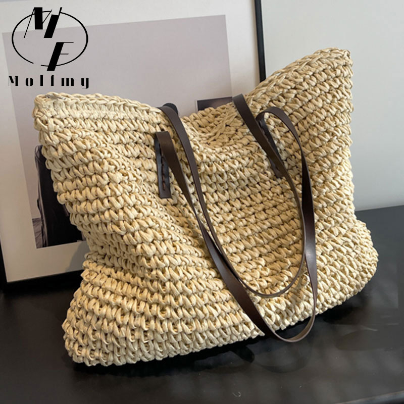 Straw Woven Tote Bags Casual L - огляд і ціна Linen Bag Bulk