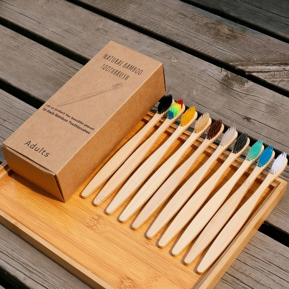 10PCS Colorful Toothbrush Natu - огляд і ціна Bamboo Toothbrush Set