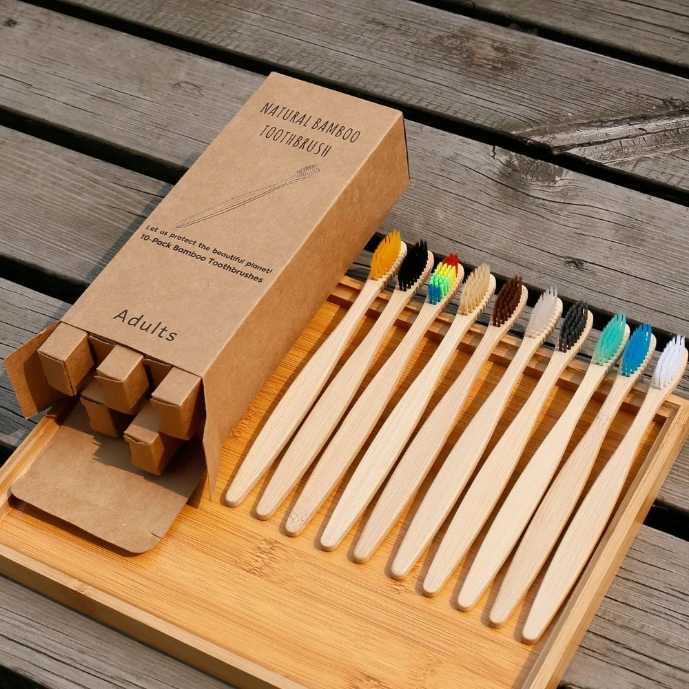 10PCS Colorful Toothbrush Natu - огляд і ціна Bamboo Toothbrush Set
