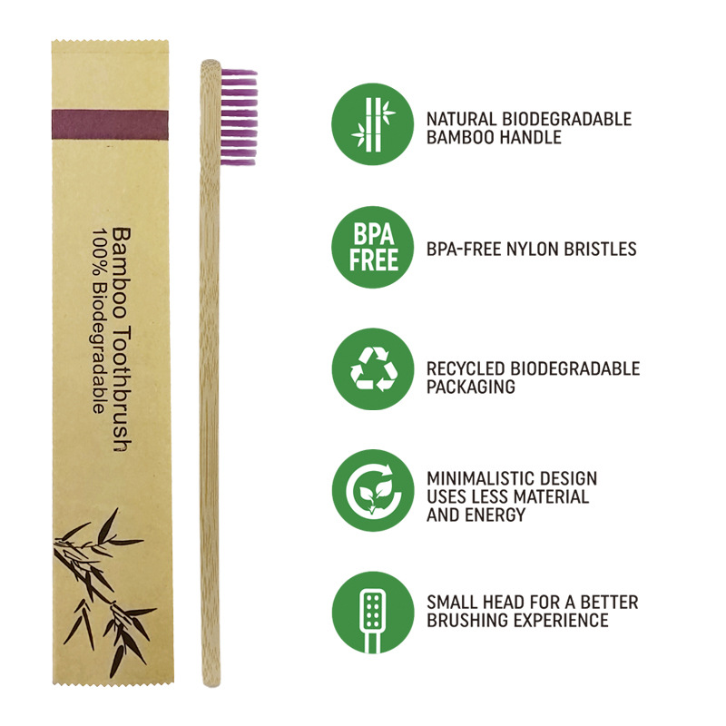 50/100Pcs Customisable Logo So - огляд і ціна Bamboo Toothbrush Set