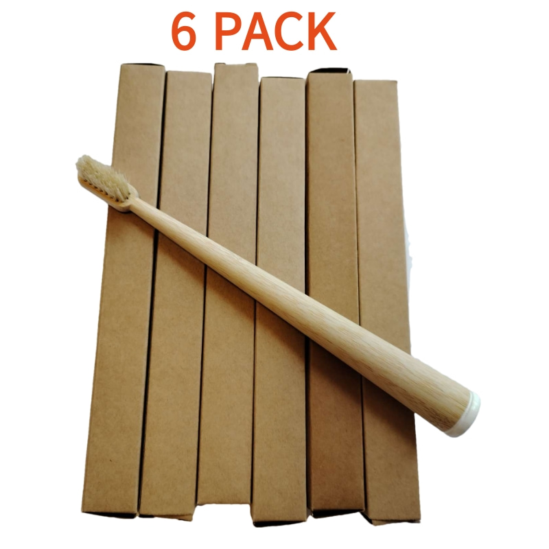 6 Pack Boar Bristle & Bamboo T - огляд і ціна Bamboo Toothbrush Set