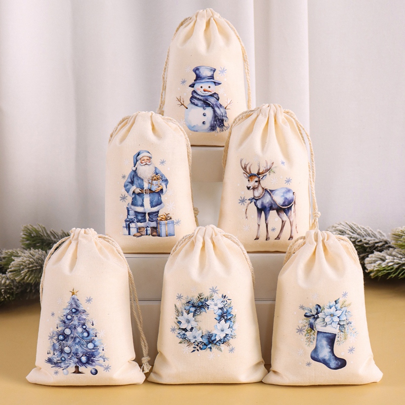 6pcs Christmas Linen Cotton Gi - огляд і ціна Linen Bag Bulk