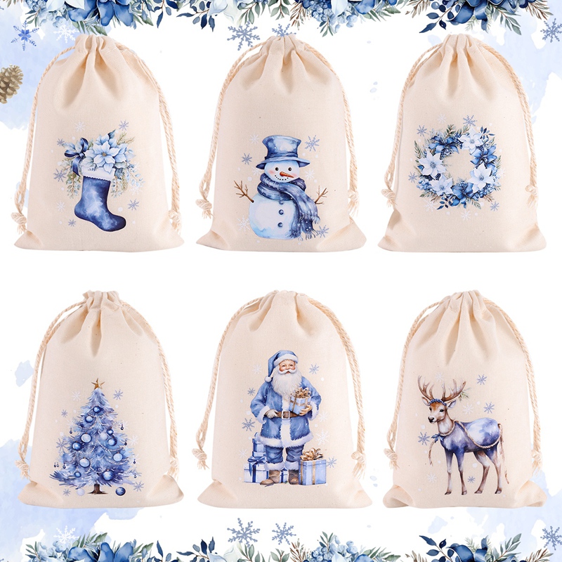 6pcs Christmas Linen Cotton Gi - огляд і ціна Linen Bag Bulk