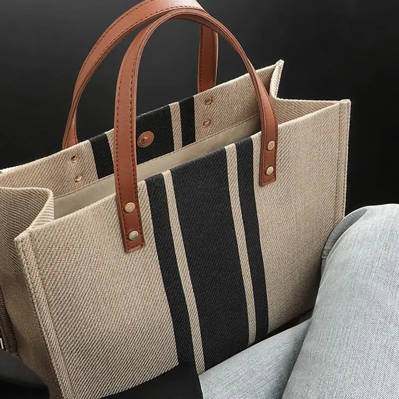 Casual Canvas Stripe Pattern L - огляд і ціна Linen Bag Bulk