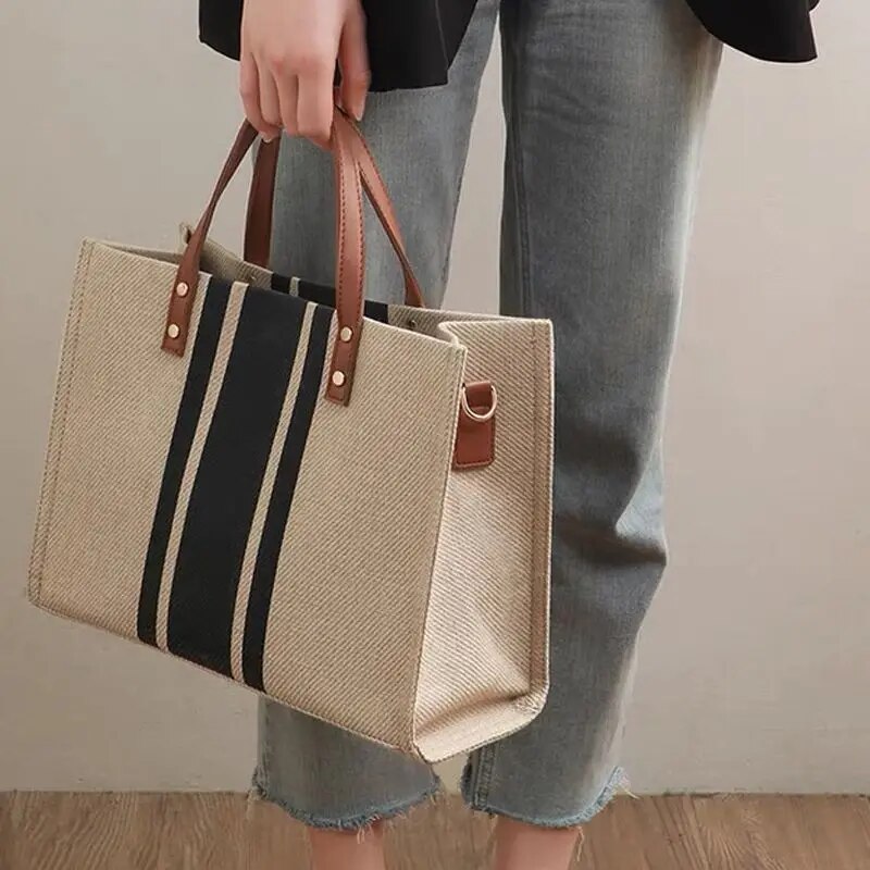 Casual Canvas Stripe Pattern L - огляд і ціна Linen Bag Bulk