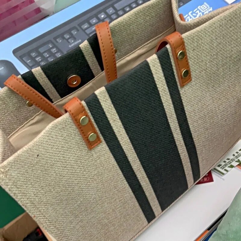 Casual Canvas Stripe Pattern L - огляд і ціна Linen Bag Bulk