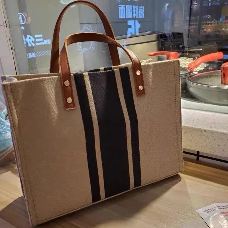 Casual Canvas Stripe Pattern L - огляд і ціна Linen Bag Bulk